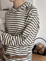 [Unisex]Stripe inner hood long sleeves(3color)