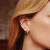 gold sparkling shield stud 14k gold plating + 925 silver earrings E067-03G