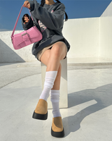 (UNISEX) ピンクプリントビンテージピグメントルーズフィットオーバーサイズユニセックススウェットシャツ