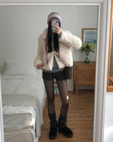 Chewy Shearling Fur Toggle Crossbody Bag