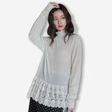 Romance Lace High-neck Knit Top