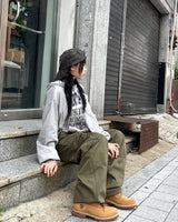 クラックビンテージレタリングフーディドジップアップ