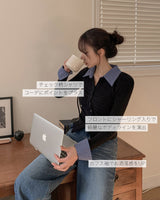 レイヤードシャーリングシャツニット