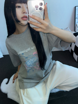 MY GALAXY☪🌌✨AURORA PRINTING T SHIRT 🎀🩶2COLOR