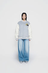 24FW ピクセルベアアートワークバーシティジャケット メランジ