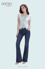 Rare mint layered lace short-sleeve top