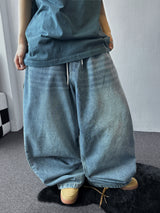 Johnsy Carpenter Balloon Fit Elastic Waist Denim Pants 3color