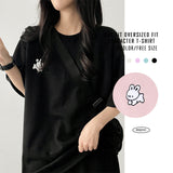 Rabbit embroidered short-sleeved T-shirt
