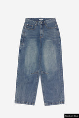 Answer wrinkle washed wide denim pants