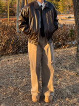 Woolly Curved Leather Jacket