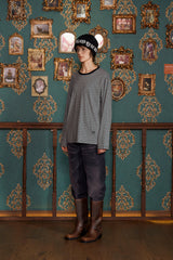ロゴストライプロングスリーブTシャツ/ ブラック