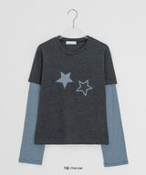 バッフォンボーダー星レイヤード長袖Tシャツ