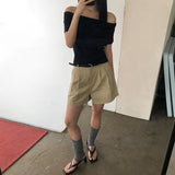 [made/3 size] [Hensch] Pintuck Cotton Hip Pocket Half Pants - 3 colors