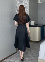 Oleun Pleated Long One Piece (Belt Set)