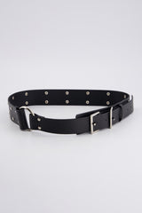 TWO BUCKLE RING BELT / BLACK
