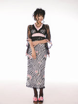 [EVIL TOOTH] Lace swallowtail butterfly Chinese style narrow-arm wide-sleeve cover-up, V-neck lace see-through swallowtail irregular waist design