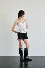 RIBBON JERSEY TRACK MICRO SHORTS / BLACK