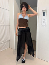 COLOR BLOCK HALTER TOP