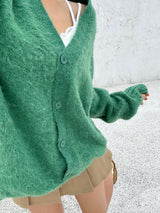 (UNISEX) ウール オーバーサイズ ハンドウォーマーディテール Vネック カーディガン - 2 COLOR