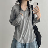 Ribbed hoodie snap hoodie (4 colors)