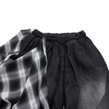 check layer denim pants