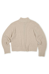 DAMAGED CROP NET KNIT ZIP UP (IVORY)