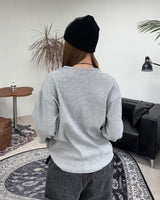 トーブワッフルヘンリーネック長袖Tシャツ
