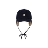 C Logo Fleece Trapper Cap Navy
