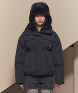 HIGH NECK STRING POCKET PUFFER (BLACK)_F24ZA954