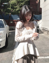wave asymmetric flare knit cd + top set