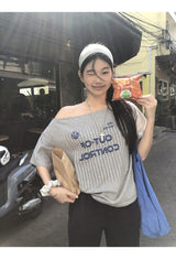 Control off-shoulder loose fit short-sleeved T-shirt