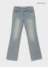 [B-DENIM] ウォッシングロースリムブーツカットジーンズ 053