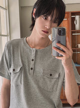 Cooper Two Pocket Half Henley Neck Tee