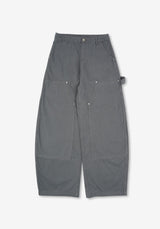 PU Double Knee Carpenter Wide Pants