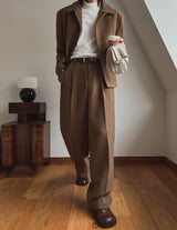 Rondel two-tuck wool wide slacks