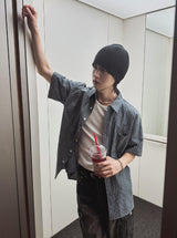 Elu stripe linen short sleeves shirt