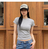Stretch Cotton Slim Short Sleeve T-shirt Melange