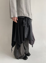 リカットチェックリボンラップミディスカート