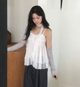 [ dewy ver 2 ]  airy duoble - frill chiffon bl  ( tie set ) 
