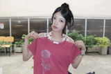 シルバークロスステッチローズTシャツ
