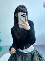ANGORA CROP HOOD ZIP-UP🖤🩷💛🤎💚 - 6 COLORS