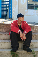 LINE STUD BASEBALL JACKET - RED