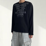 Swoolie Lettering Snap Henry Neck Long Sleeve T-shirt (4 colors)