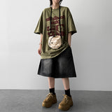 Bird Oversized Fit Flower Short Sleeve T-shirt