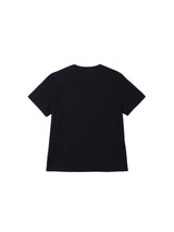 6CRAYON Black Box Fit T-Shirt with Offset Spliced Neckline & Classic Flock Print