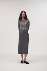 Wool boat neck T (Black)
