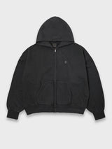 スカルジップフーディーピグメントダイ - チャコール