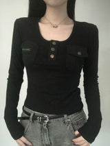 Two-Pocket Slim Button Tee