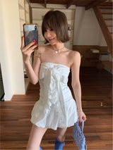 lace halter neck strap tube top skirt two-piece
