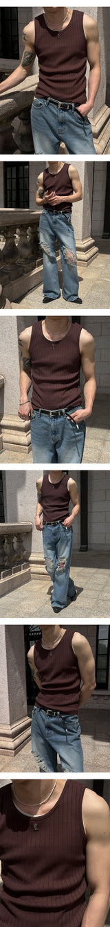 [S/S] High ribbed logo sleeveless(6color)